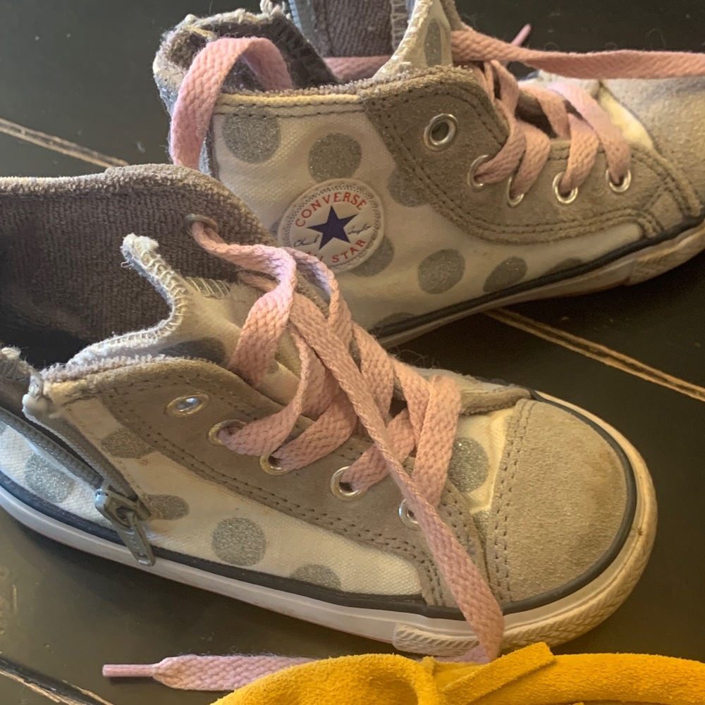 TWO PAIRS!!Converse Polka Dot Sneakers/lined Canadian laurentian chief slippers